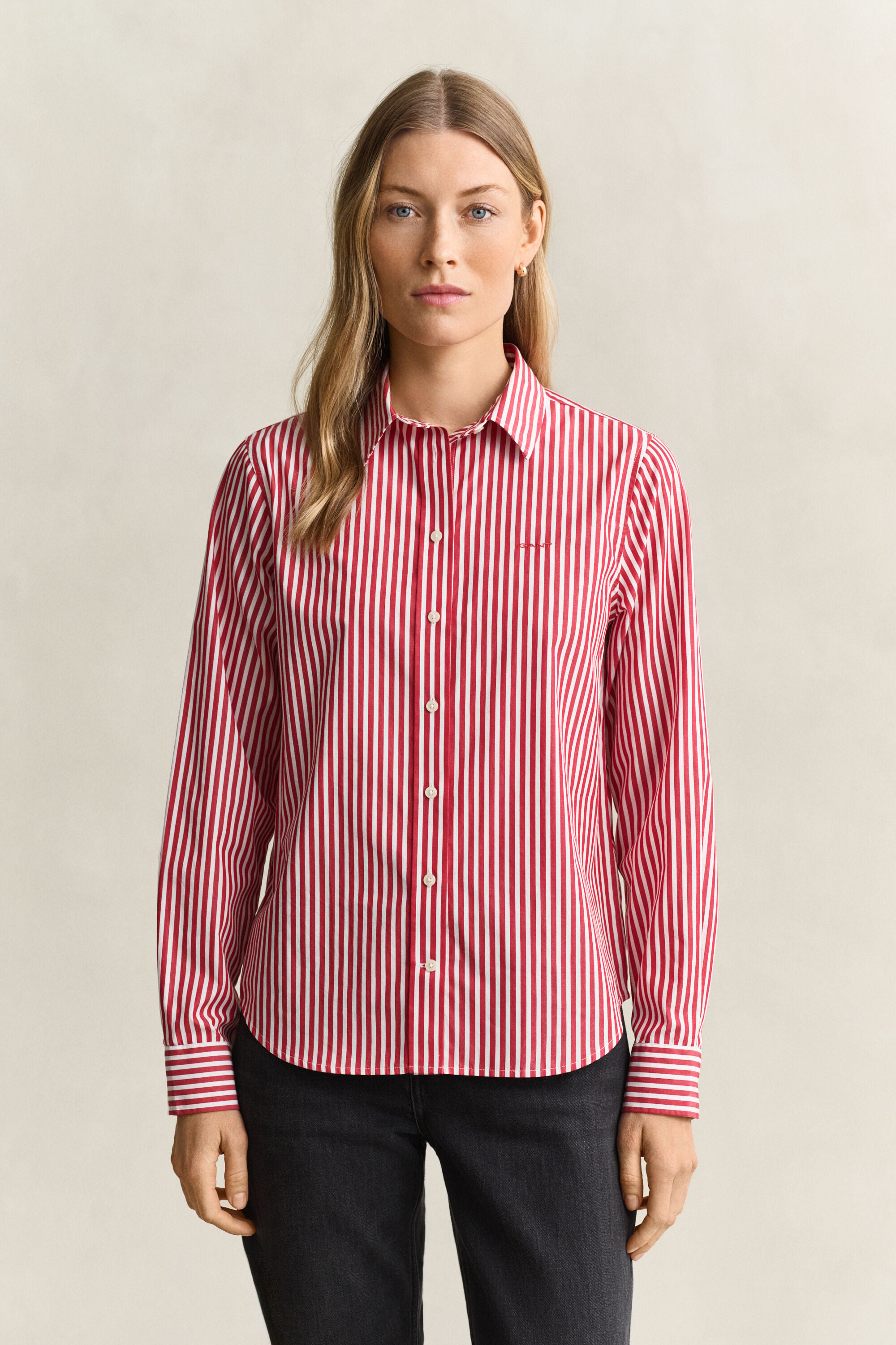 Chemise regular en popeline à rayures classique