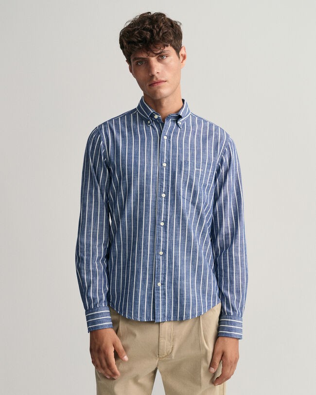 Chemise regular fit en chambray à rayures