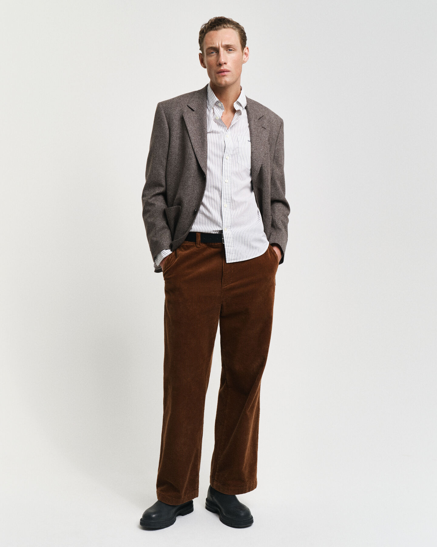 Chemise regular fit en popeline à rayures