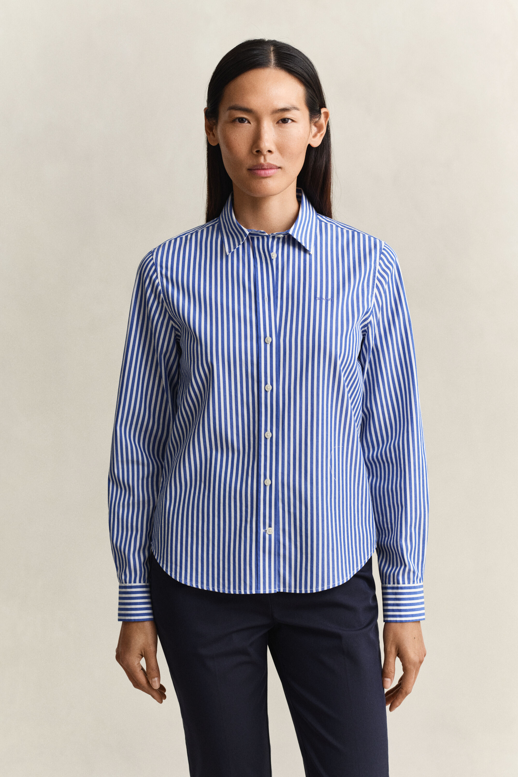 Chemise classique coupe regular en popeline à rayures