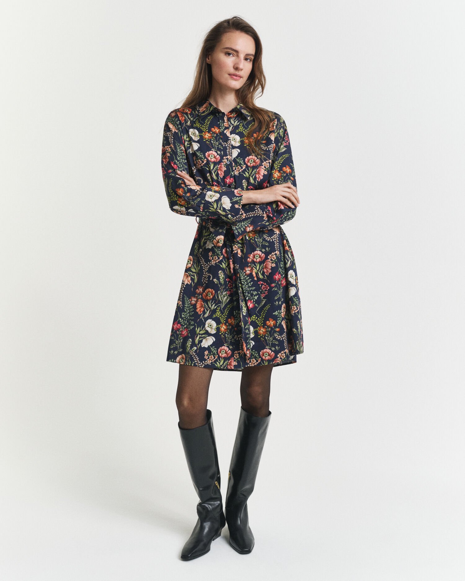 Robe-chemise en viscose à imprimé floral