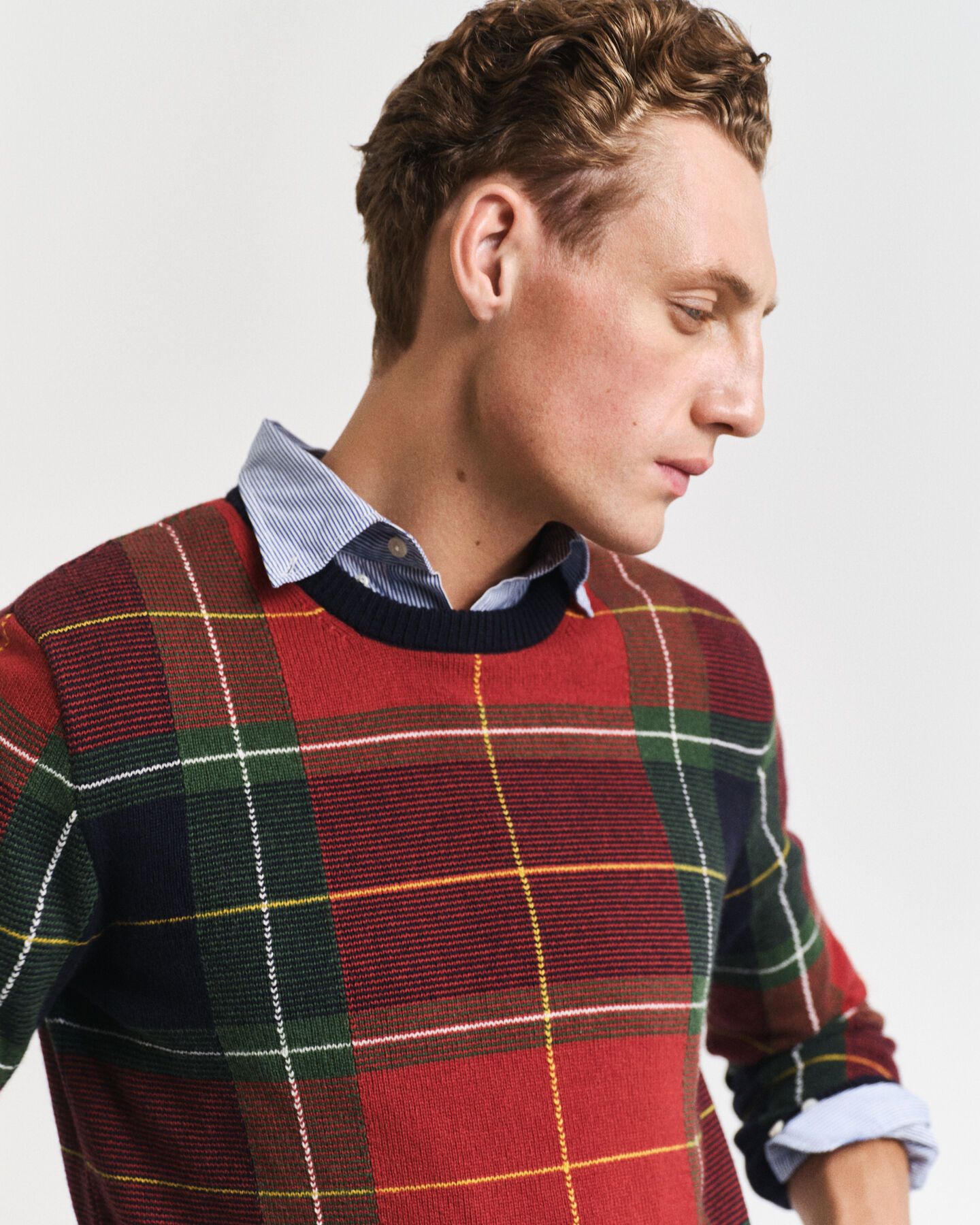 Pull ras du cou &agrave; carreaux