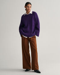 Pull ras du cou ultra-ample en maille torsad&eacute;e