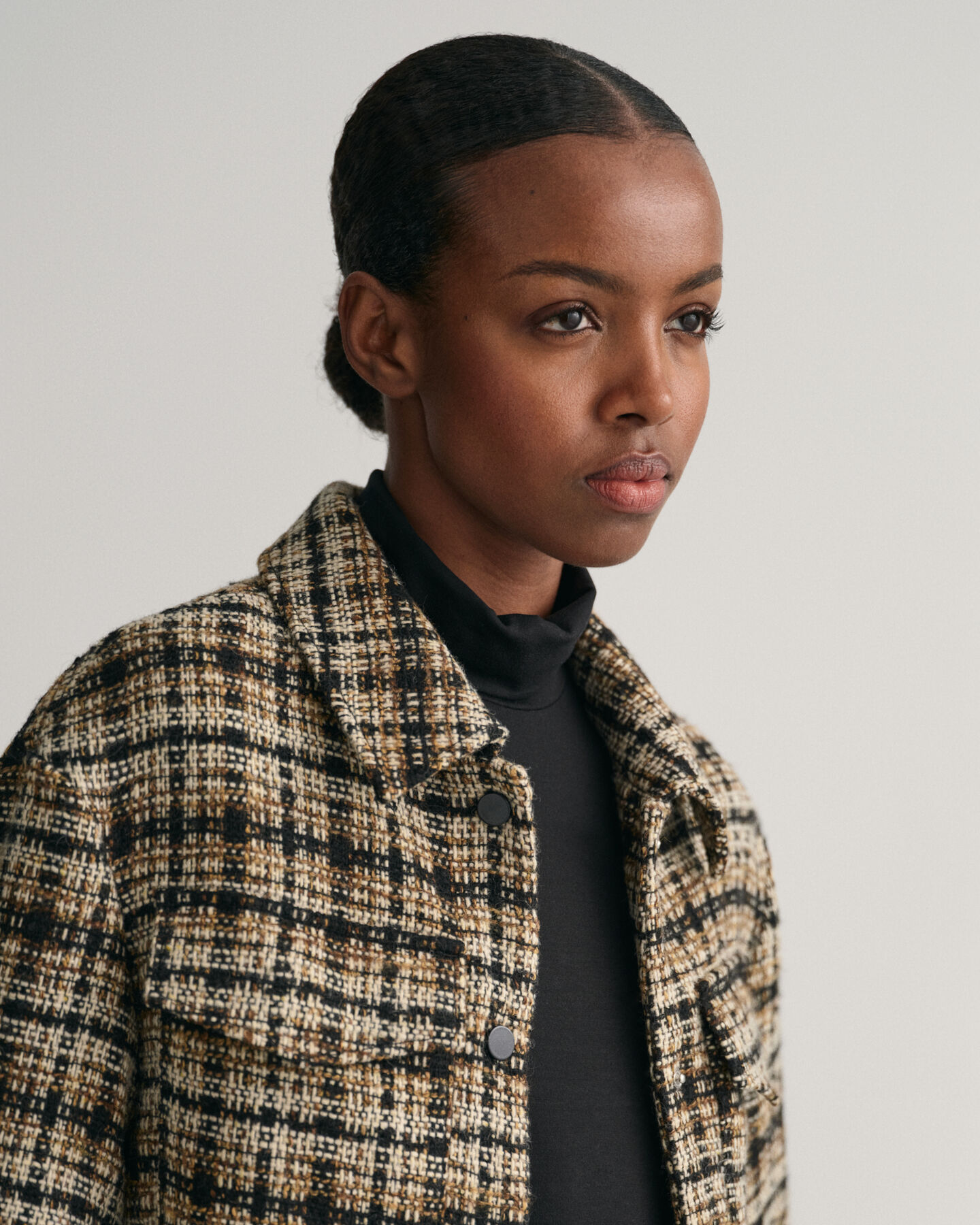 Veste blazer en tweed à carreaux