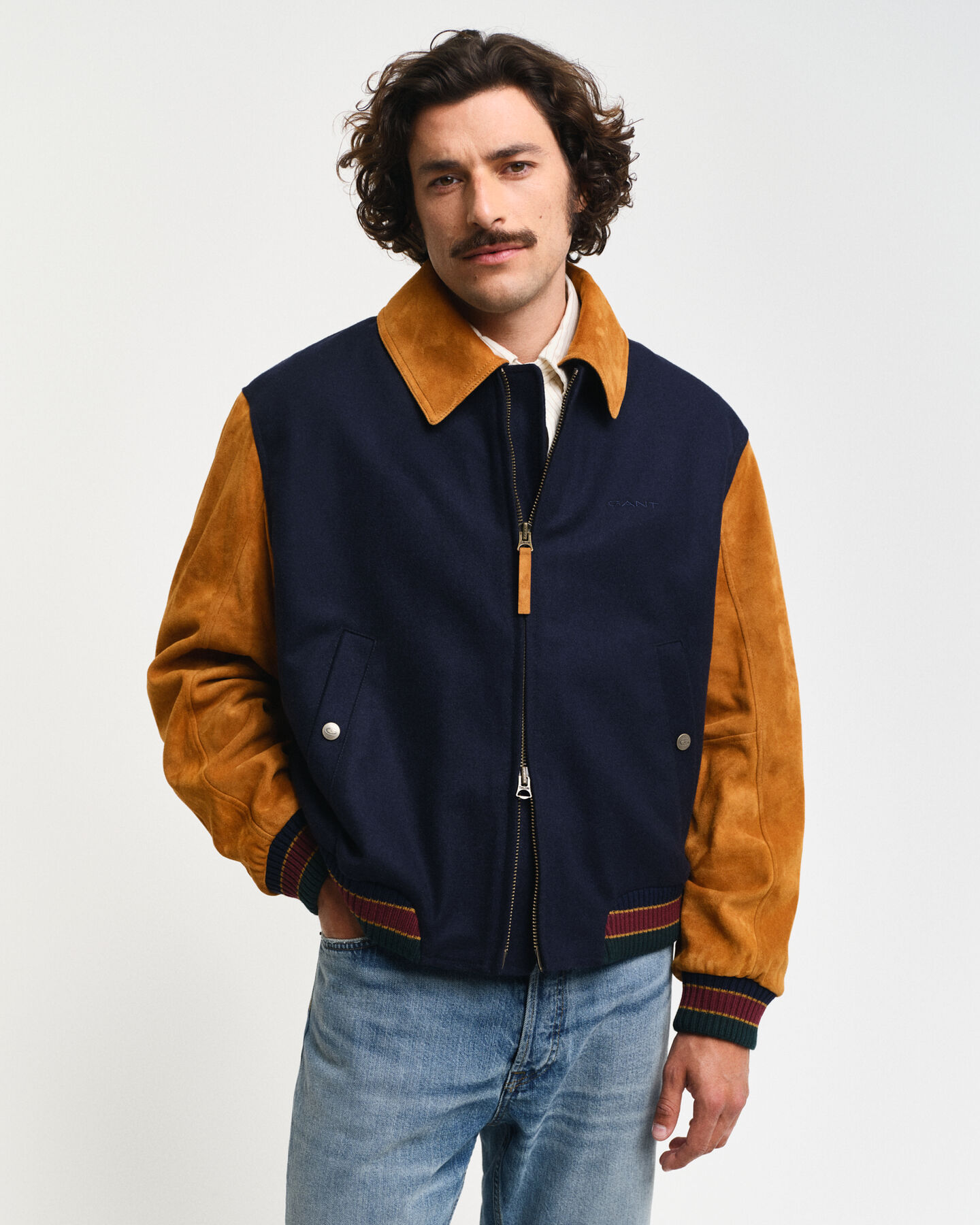 Veste en daim mélangé Varsity Jacket