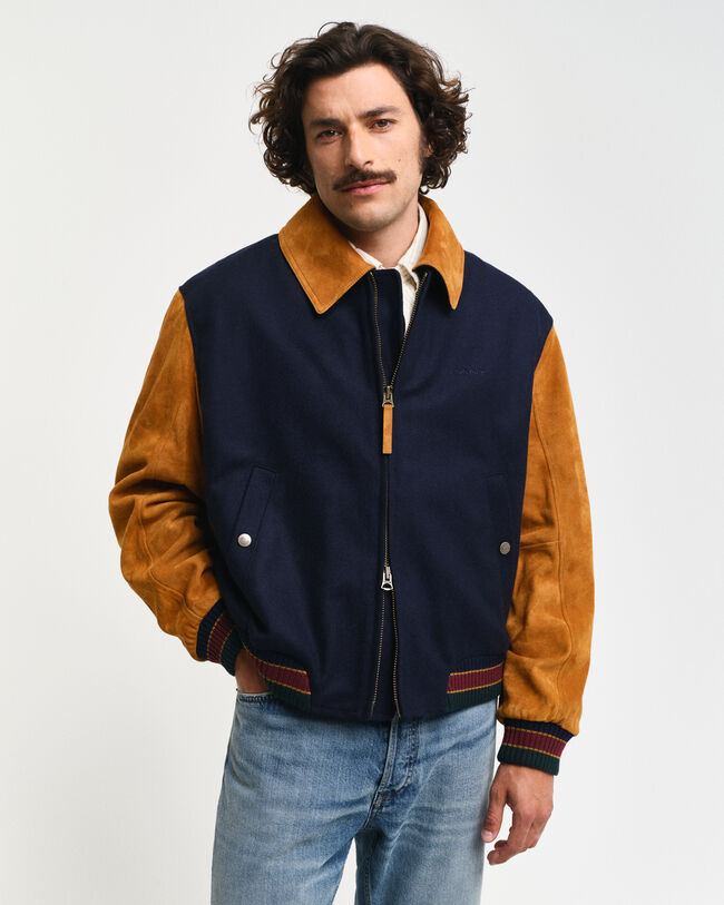 Veste en daim mélangé Varsity Jacket