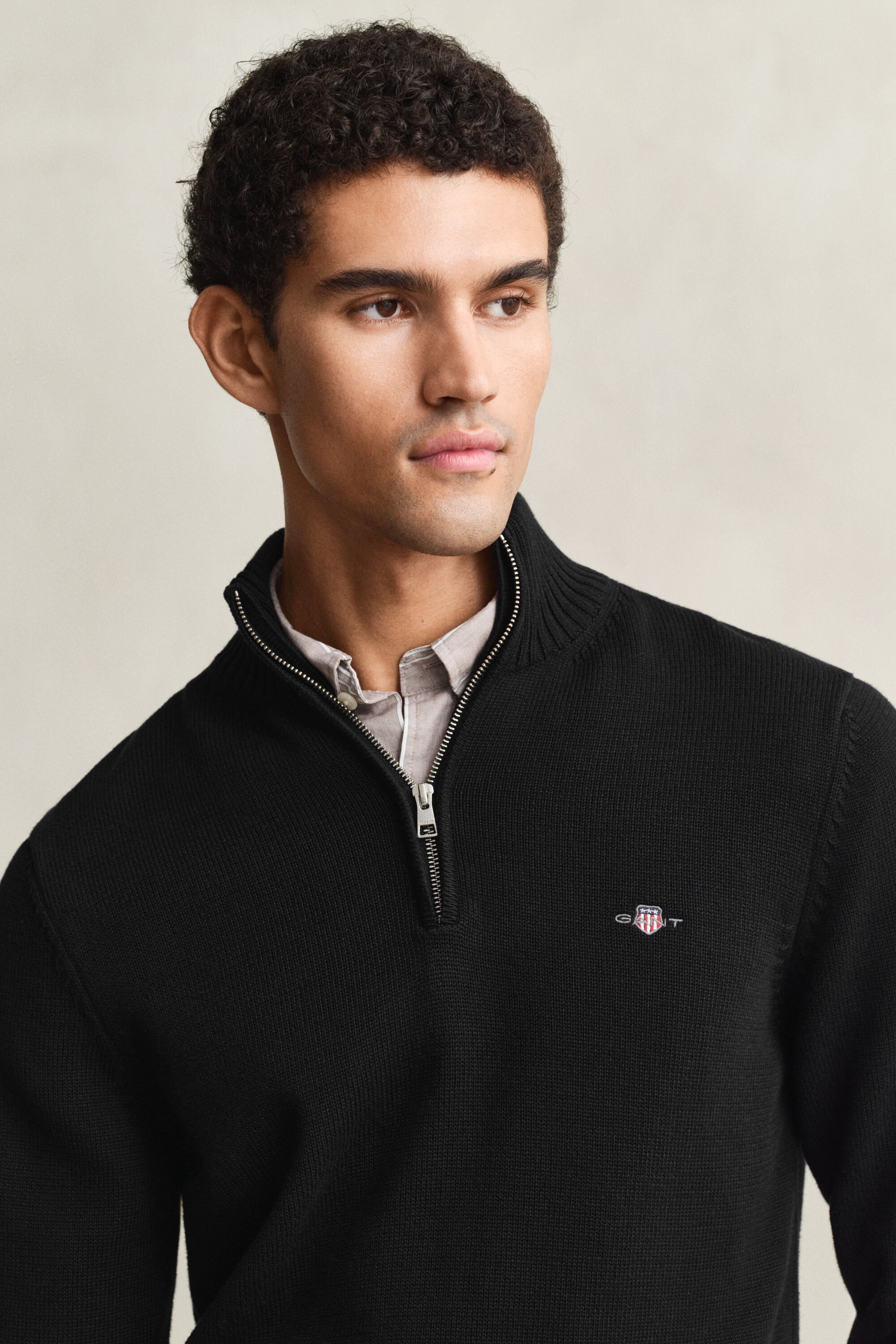 Pull en coton décontracté à demi-zip