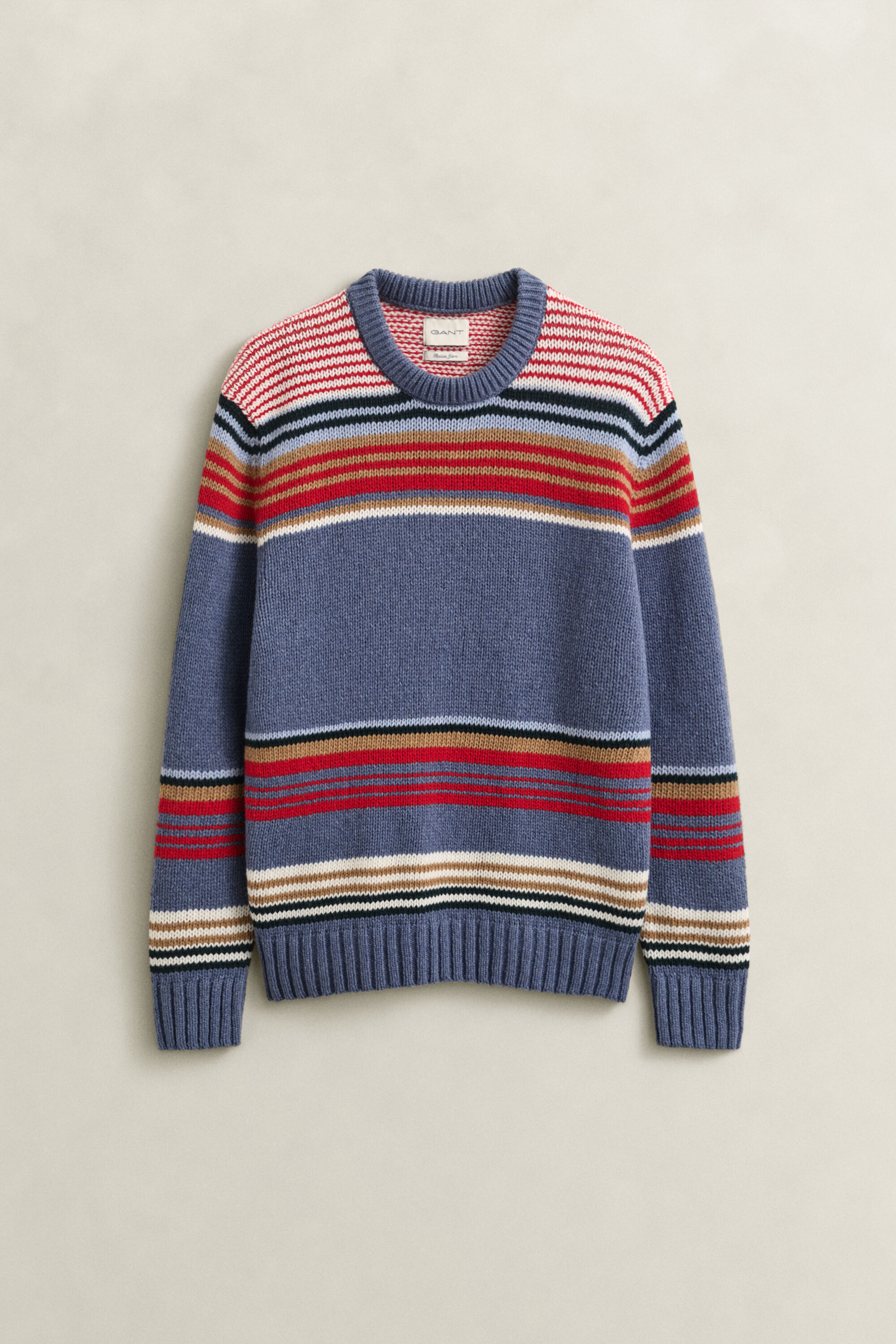 Pull col rond à rayures multicolores
