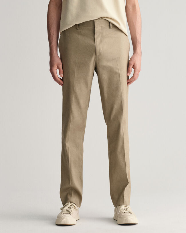 Pantalon de costume slim fit en coton et lin