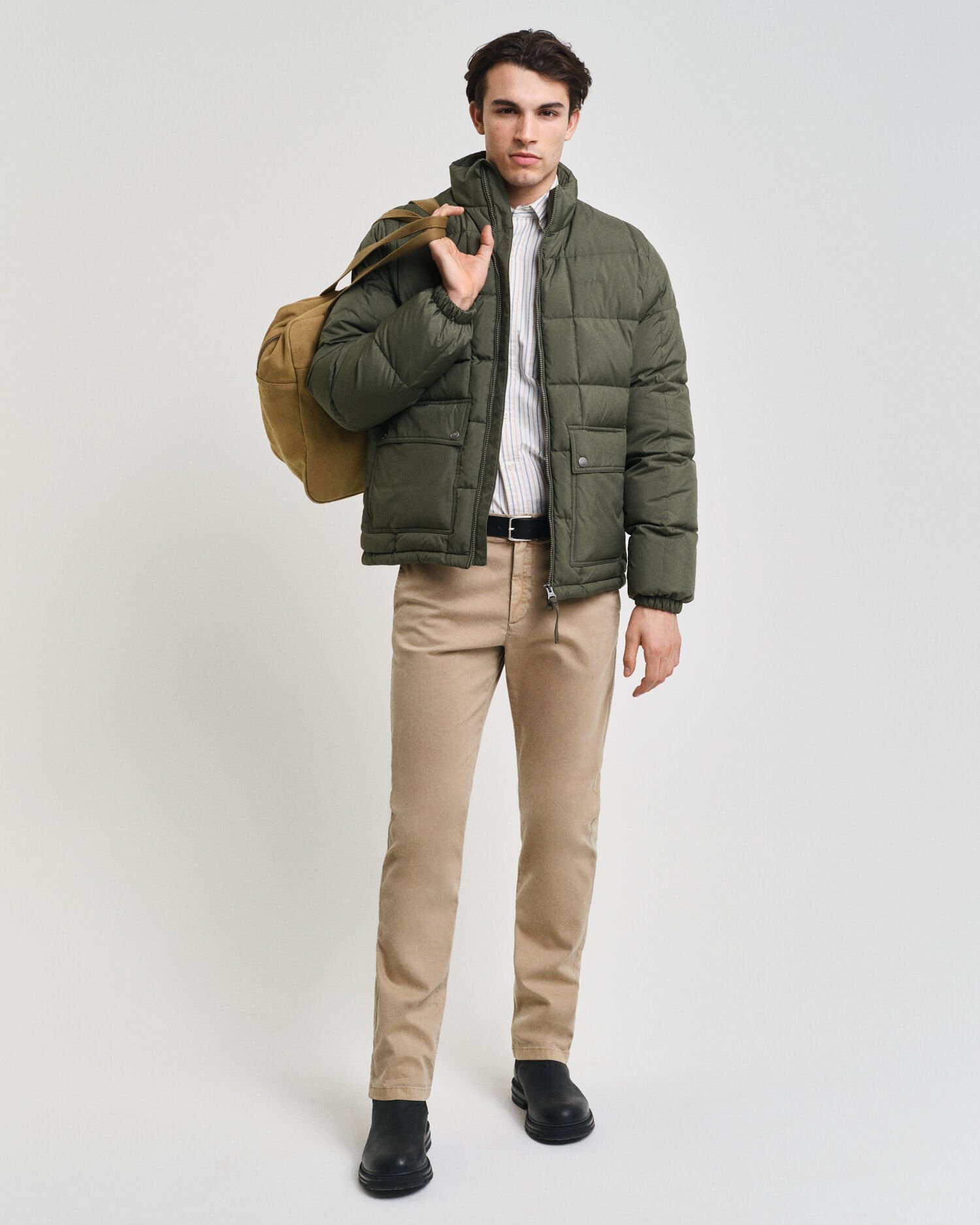 Pantalon chino slim fit en tissu armuré Structured