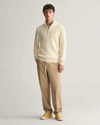 Pull à demi-zip en coton texturé à rayures