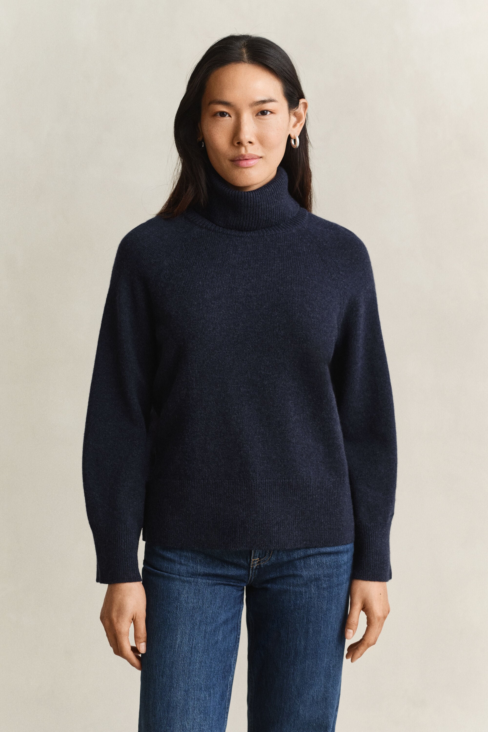 Pull col roulé en laine et cachemire