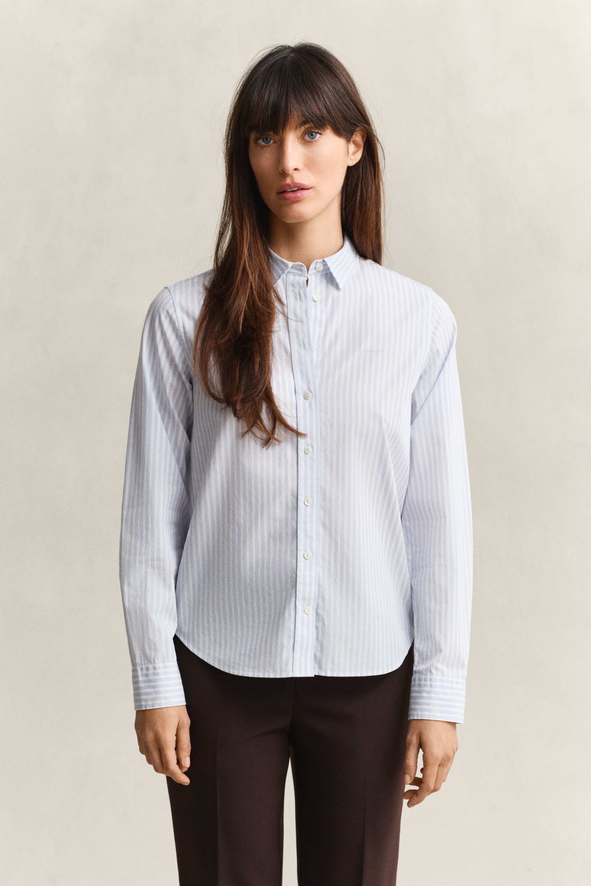 Chemise regular en popeline à rayures classique