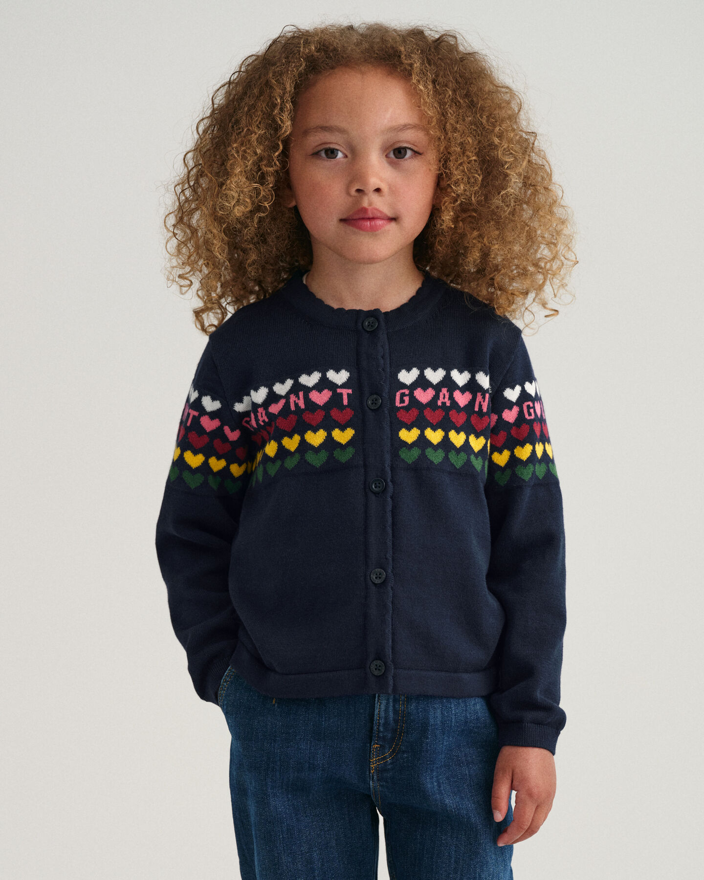 Cardigan en maille à cœurs Girls