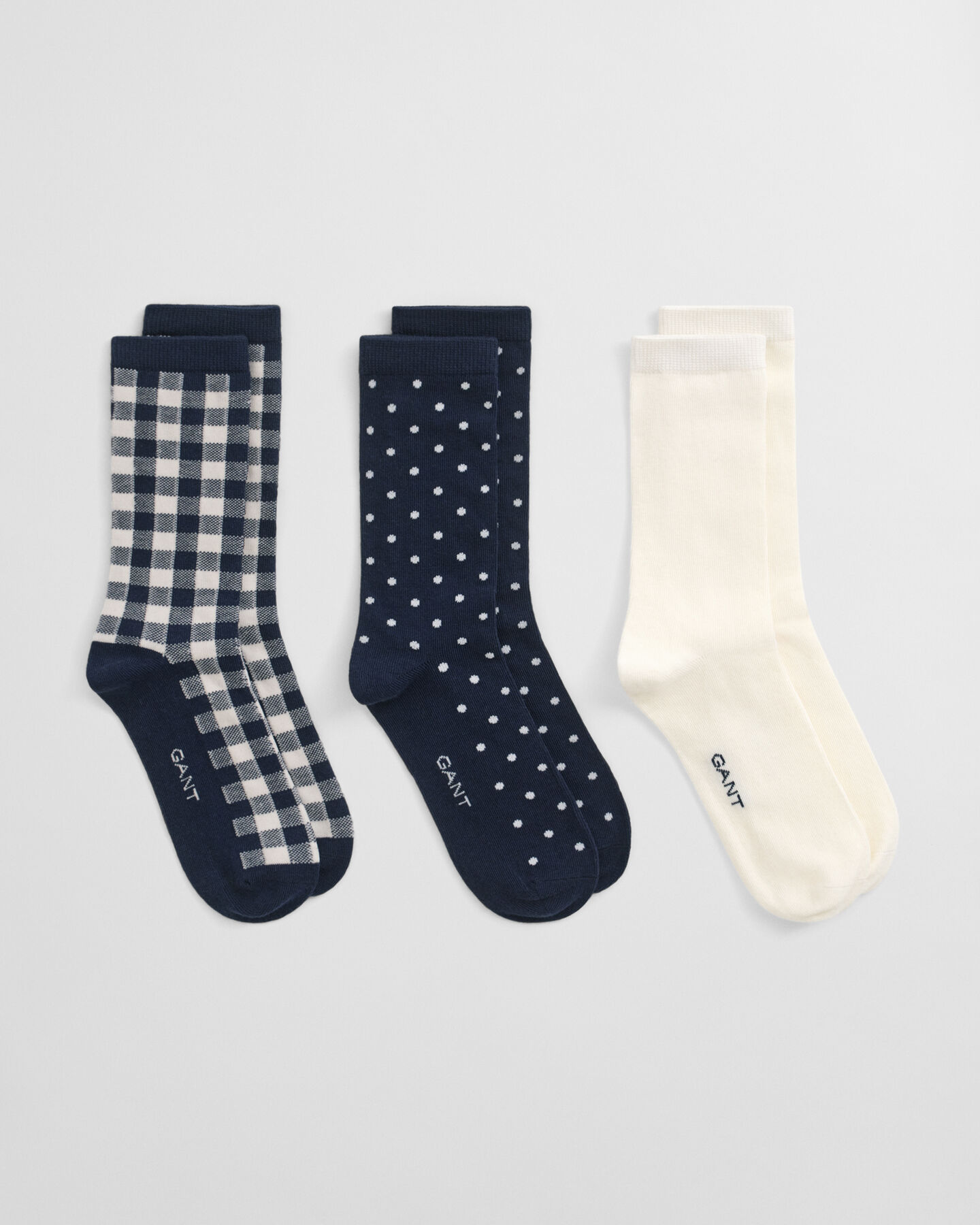 Lot de 3&nbsp;paires de chaussettes &agrave; pois et carreaux vichy