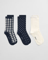 Lot de 3&nbsp;paires de chaussettes &agrave; pois et carreaux vichy