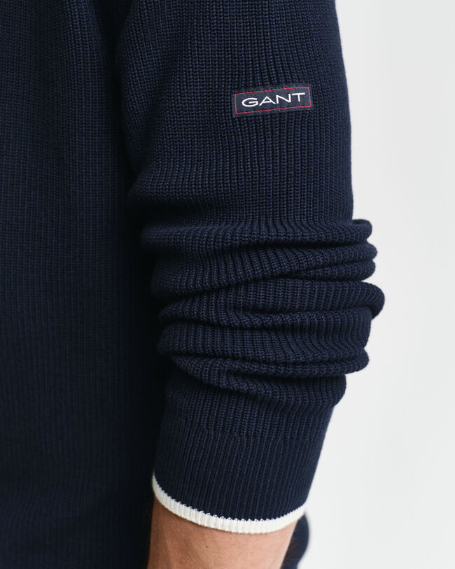 Pull ras du cou en coton côtelé