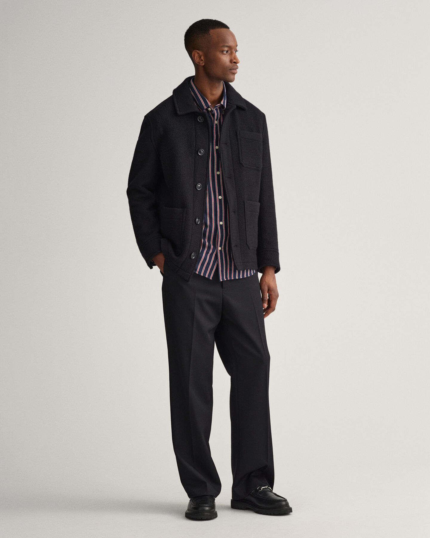 Chemise relaxed fit à rayures armurées