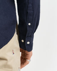 Chemise regular fit en lin teint en pièce