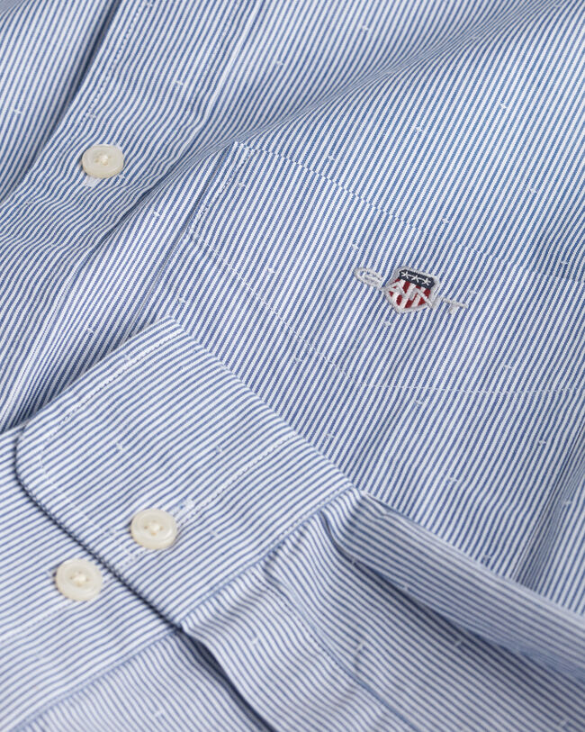 Chemise coupe regular à rayures et à pois dobby