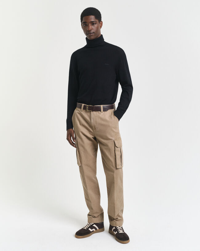 Pantalon cargo coupe regular en sergé de coton
