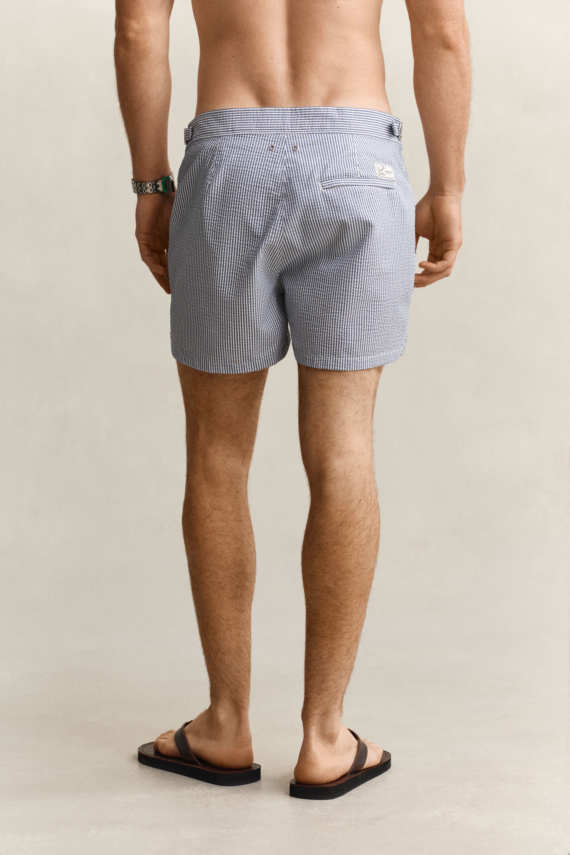 Short de bain coupe ajustée en seersucker
