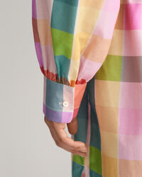 Robe en coton et soie &agrave; carreaux multicolores