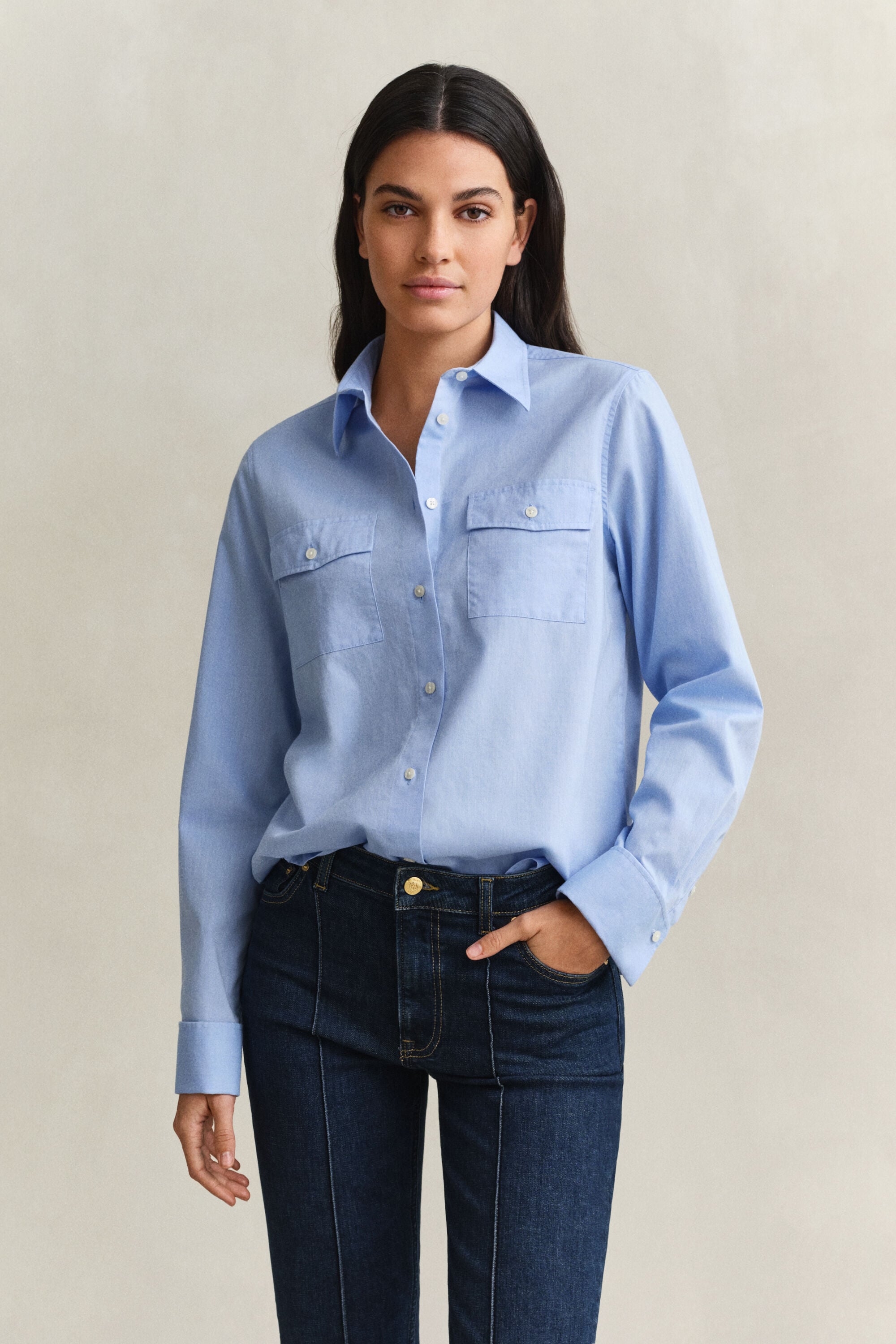 Chemise en coton avec poignets mousquetaires