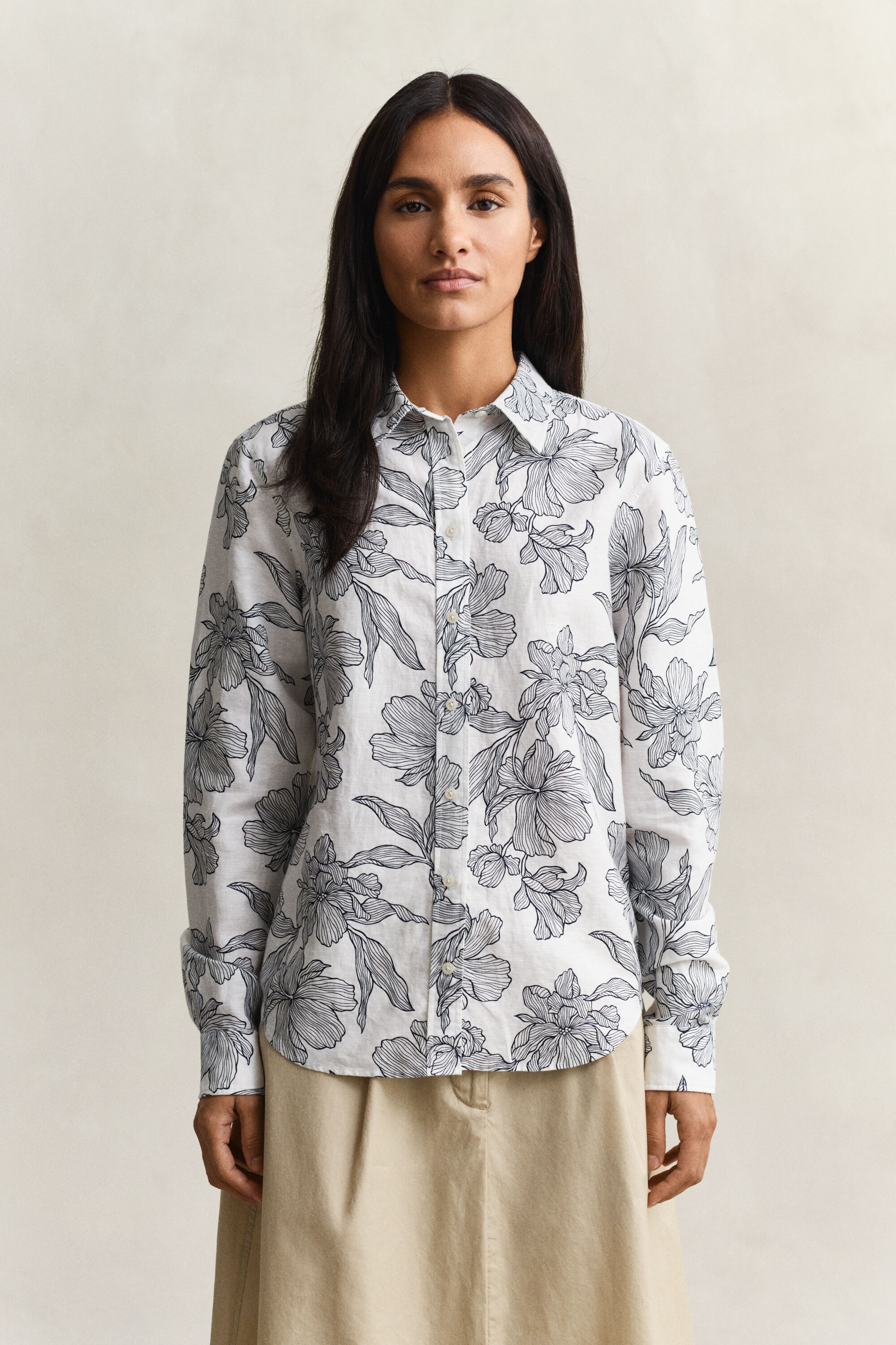 Chemise en lin florale