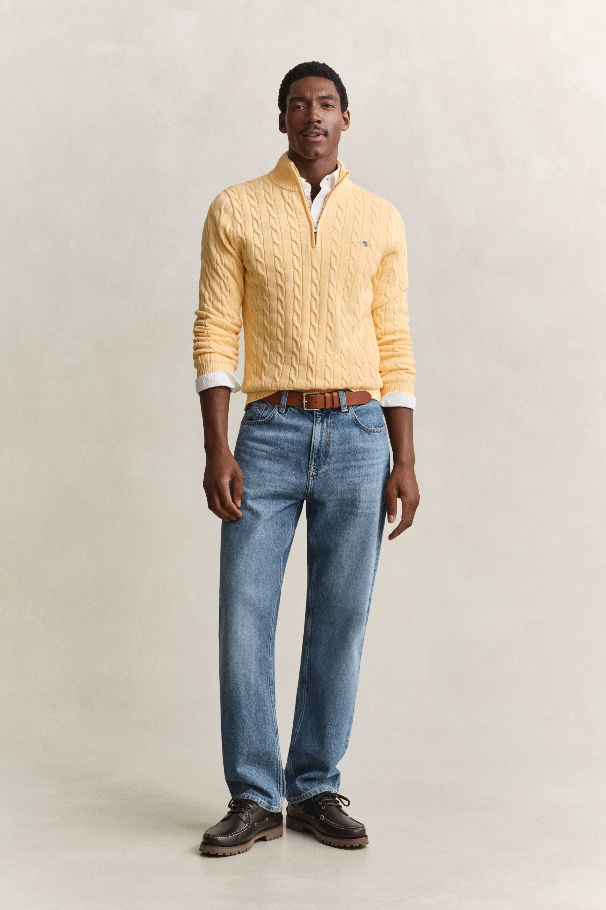 Pull à demi-zip en maille de coton torsadée