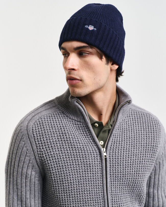 Cardigan zippé en laine mélangée texturée