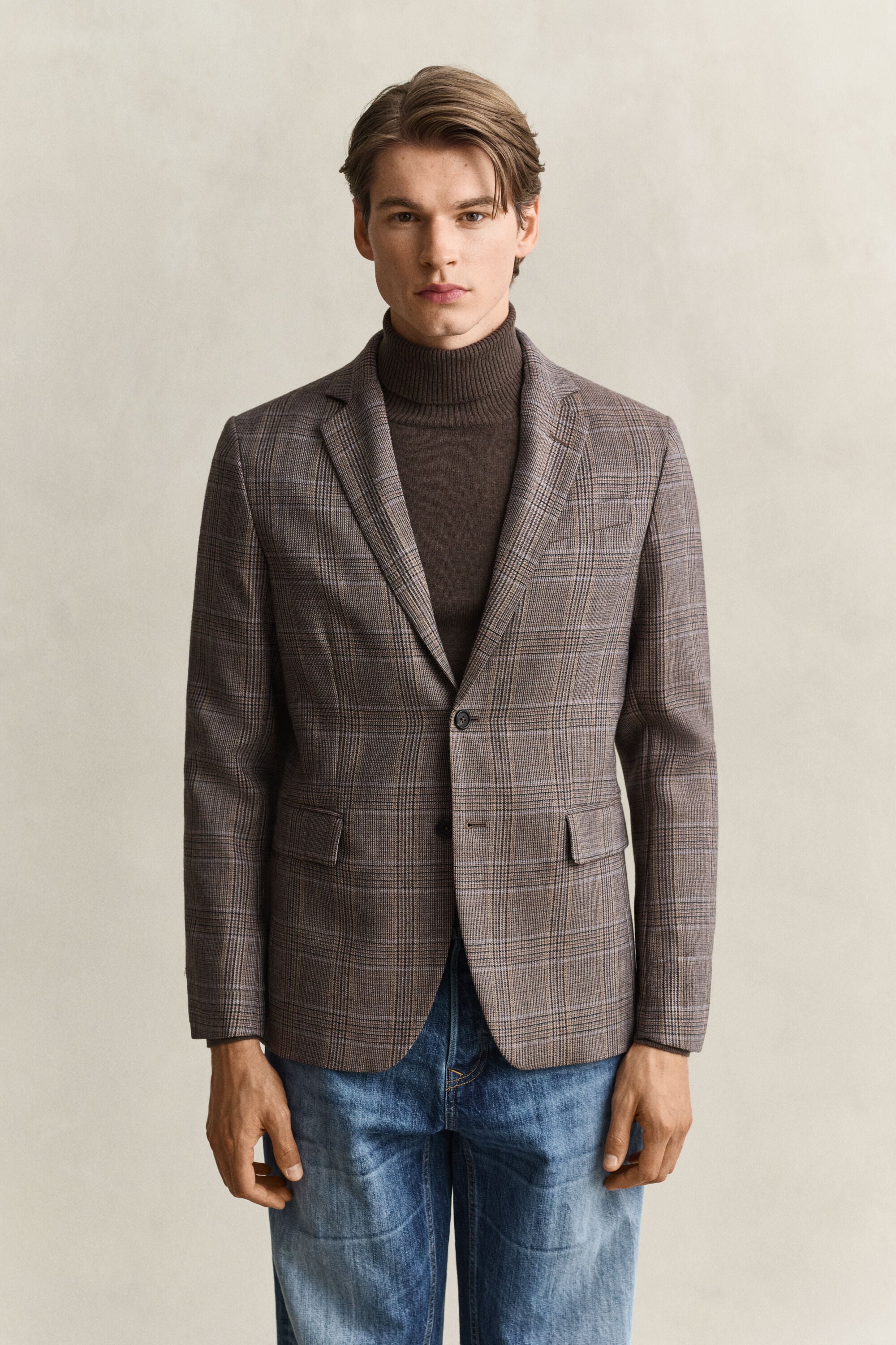 Veste de costume en laine à carreaux