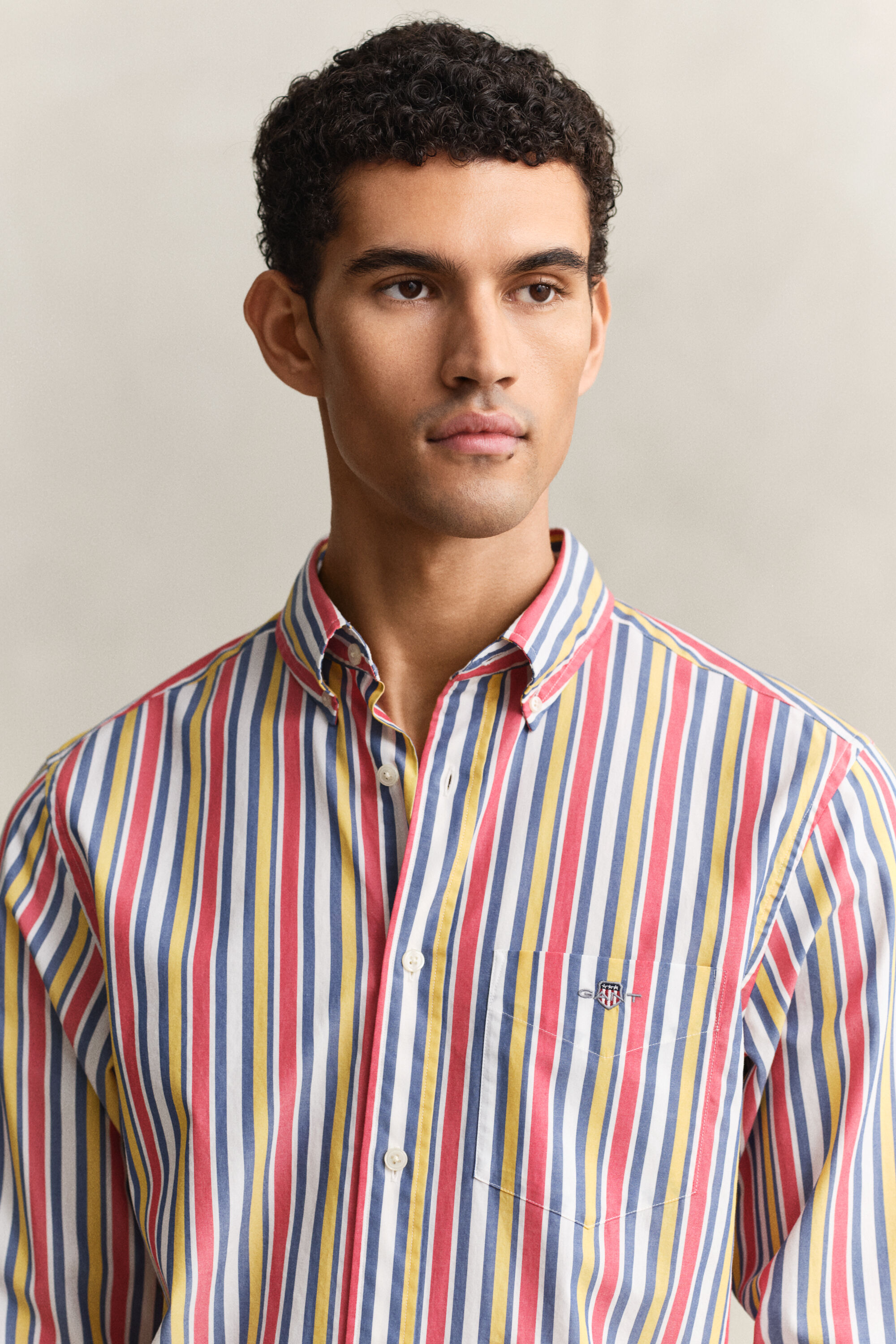 Chemise en popeline à rayures multicolores