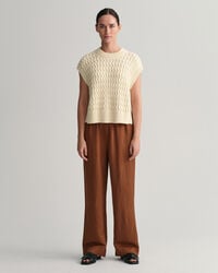 Pantalon &agrave; enfiler en lin et viscose