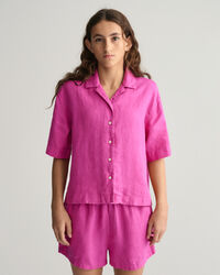 Chemise boxy en lin &agrave; manches courtes Teen Girls