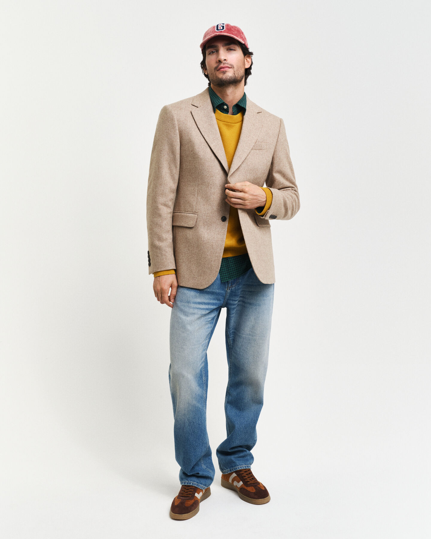 Veste blazer de costume à chevrons