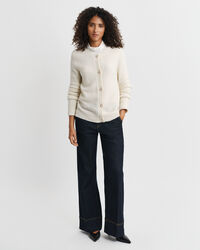 Cardigan col rond en tissu bouclé