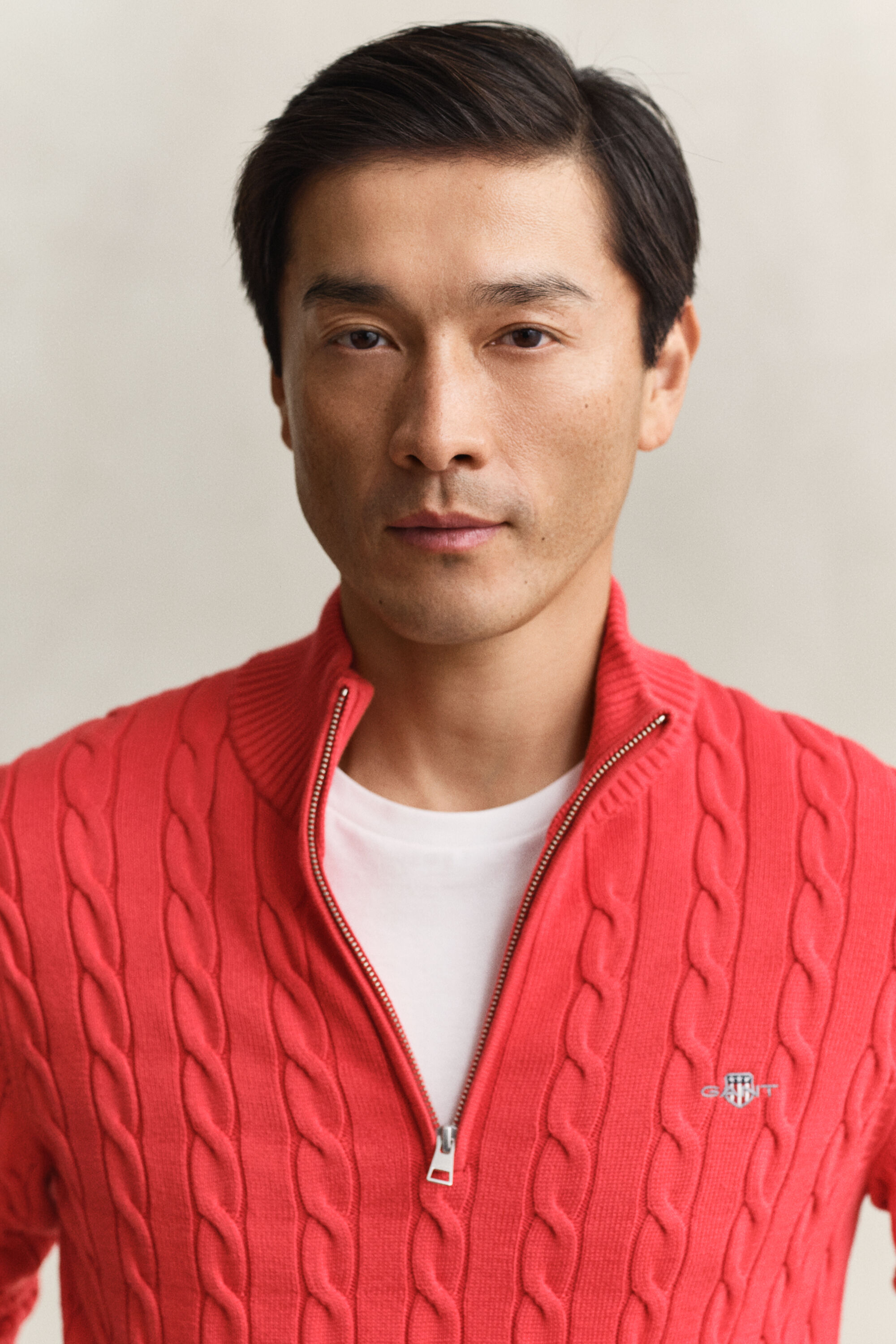 Pull à demi-zip en maille de coton torsadée