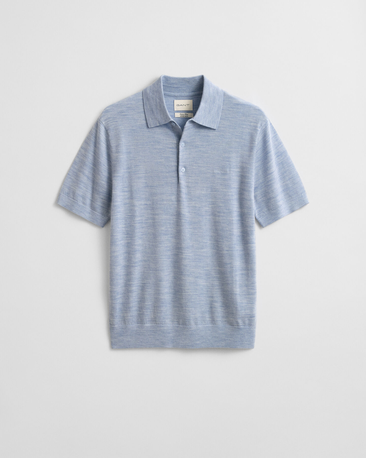 Pull fa&ccedil;on polo en laine m&eacute;rinos extrafine &agrave; manches courtes