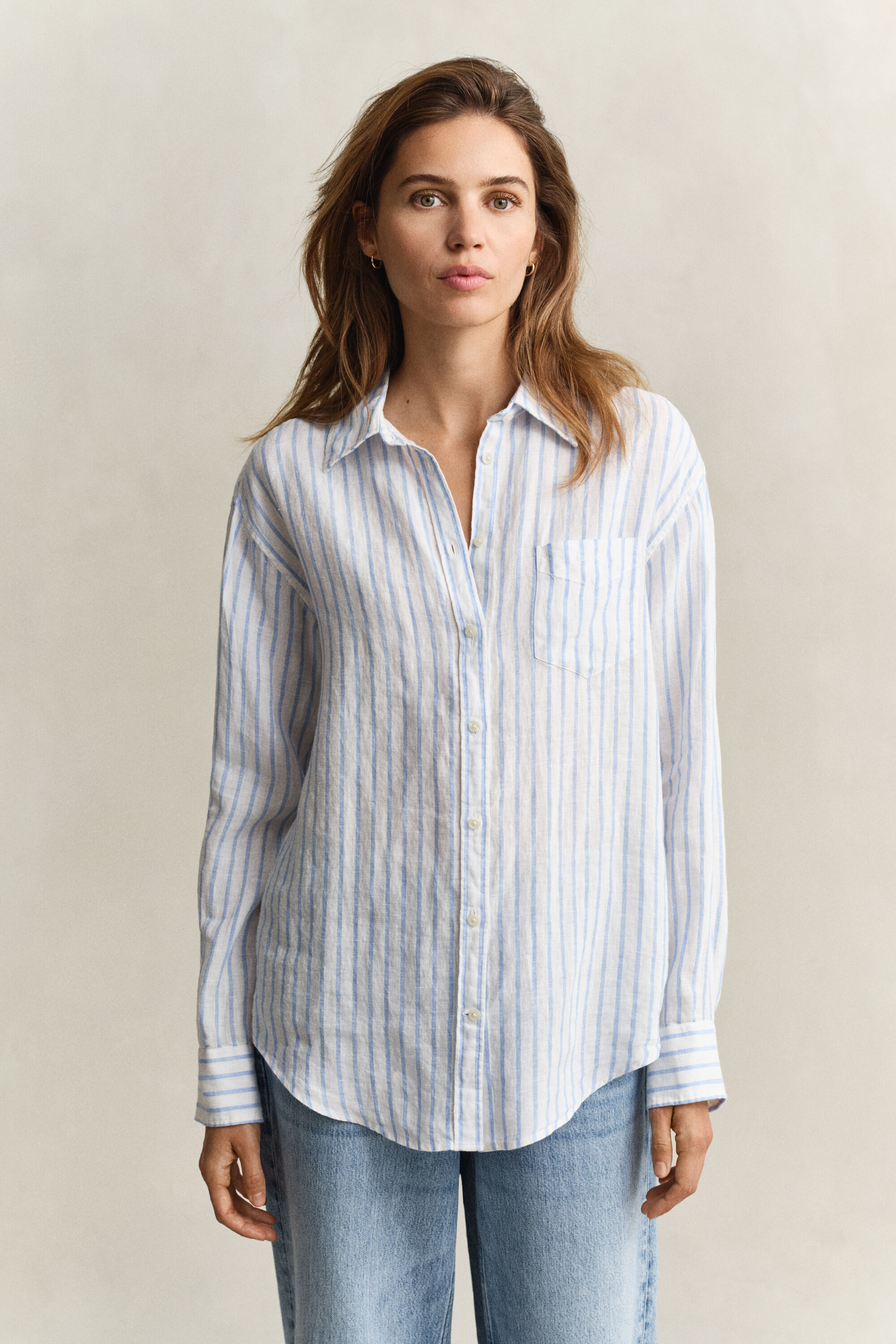 Chemise relaxed fit en lin à rayures