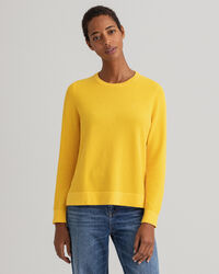 Pull ras du cou en coton piqu&eacute;