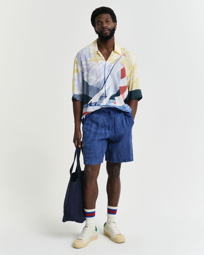 Chemise coupe décontractée à manches courtes avec scène nautiques