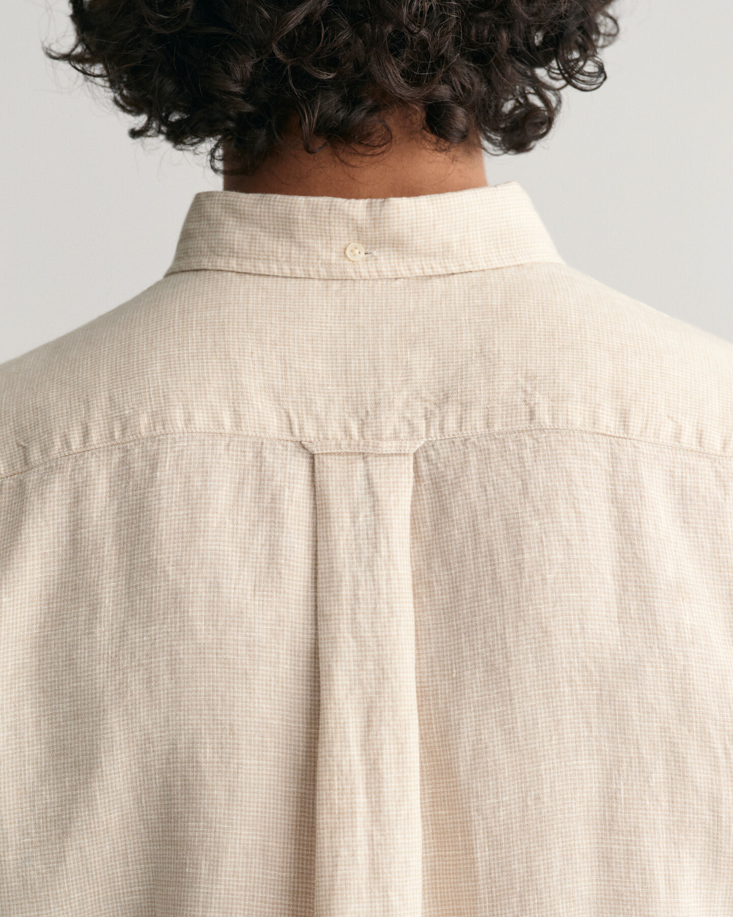 Chemise regular fit en lin &agrave; manches courtes &agrave; motif pied-de-poule