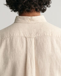 Chemise regular fit en lin &agrave; manches courtes &agrave; motif pied-de-poule