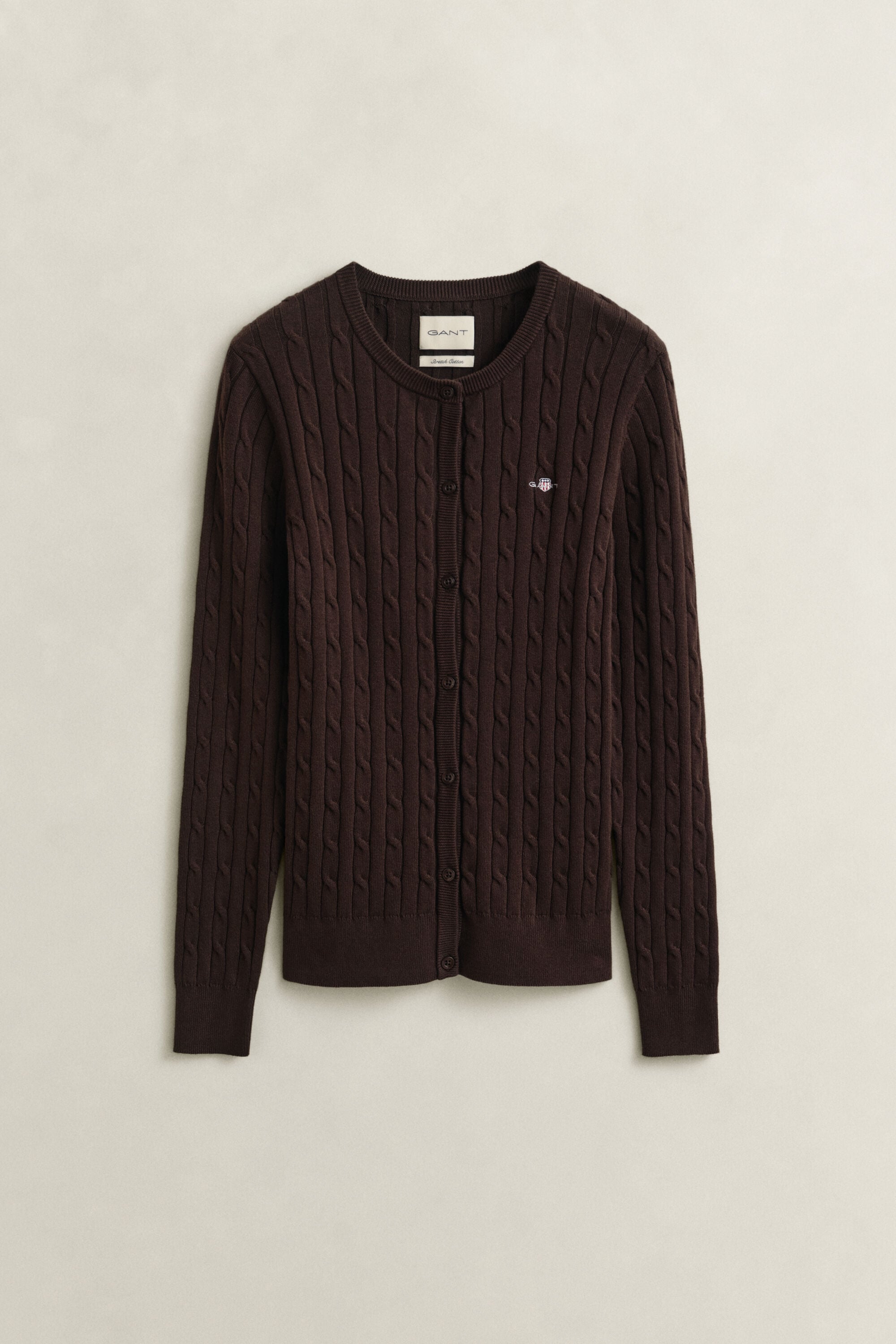 Cardigan en maille de coton stretch à torsades