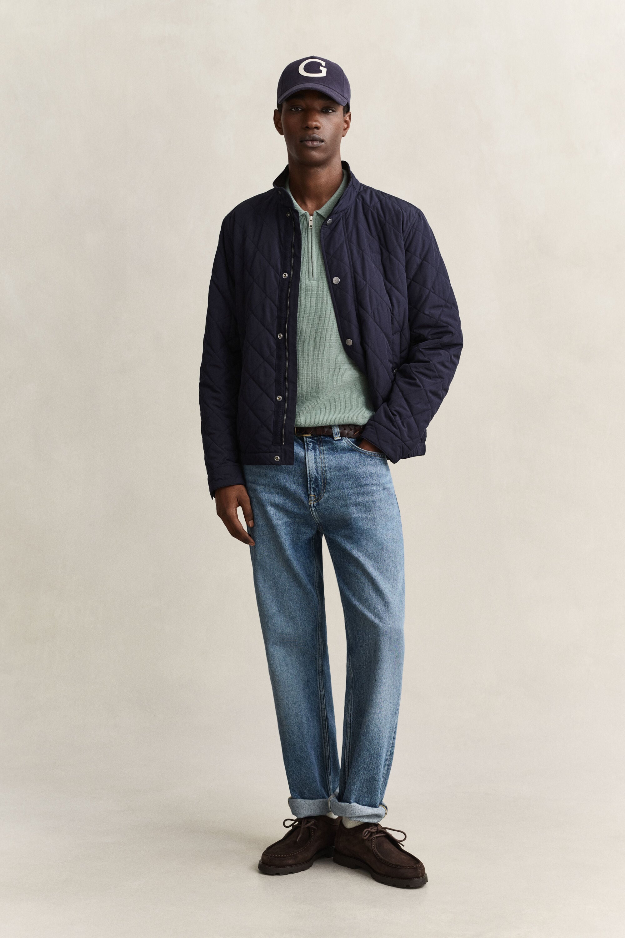 Pull façon polo en coton côtelé