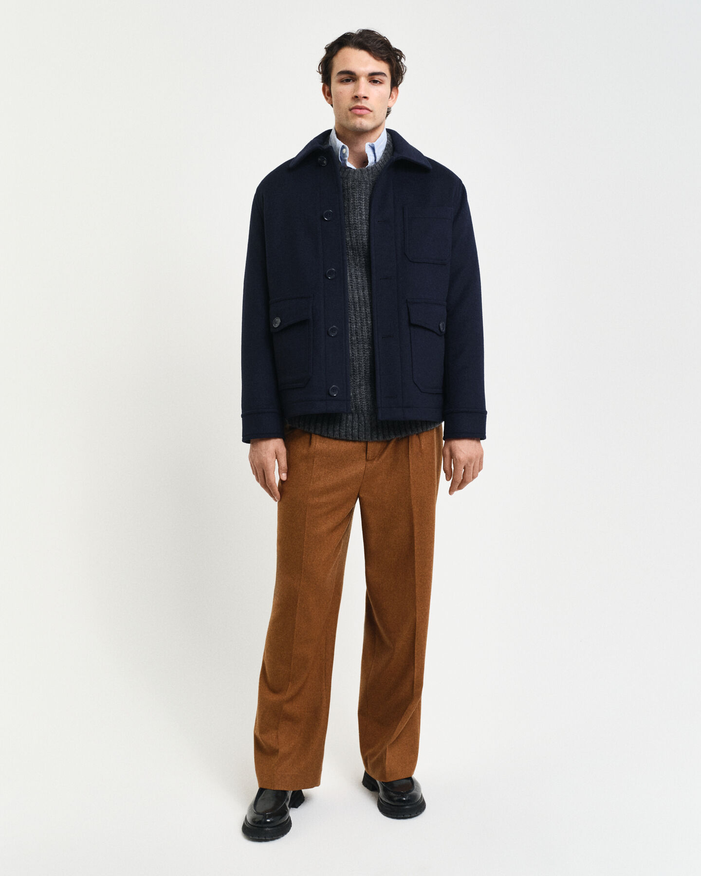 Pull ras du cou en laine d'alpaga mélangée côtelée