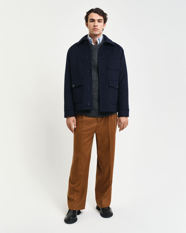 Pull ras du cou en laine d'alpaga mélangée côtelée