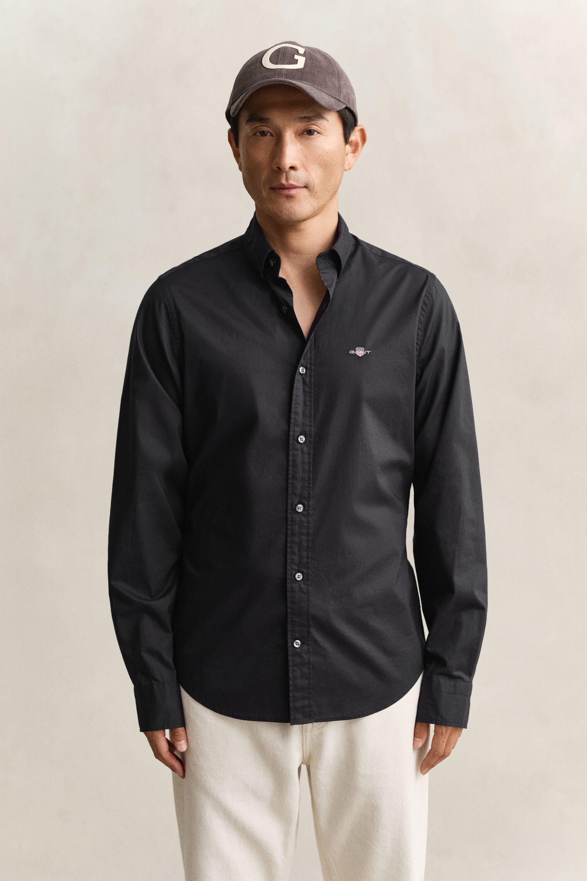 Chemise coupe slim en popeline classique