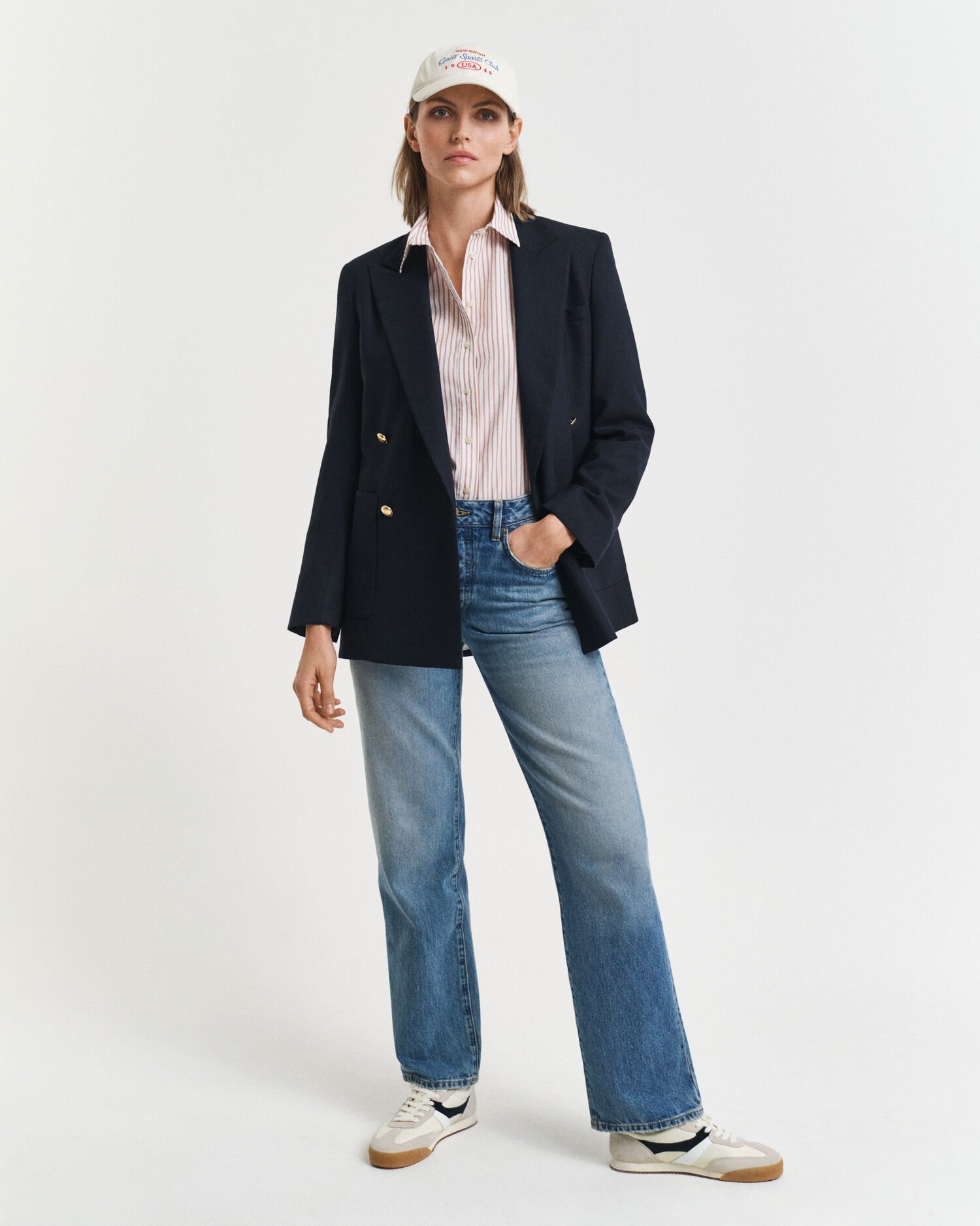 Chemise coupe regular classique en popeline à rayures